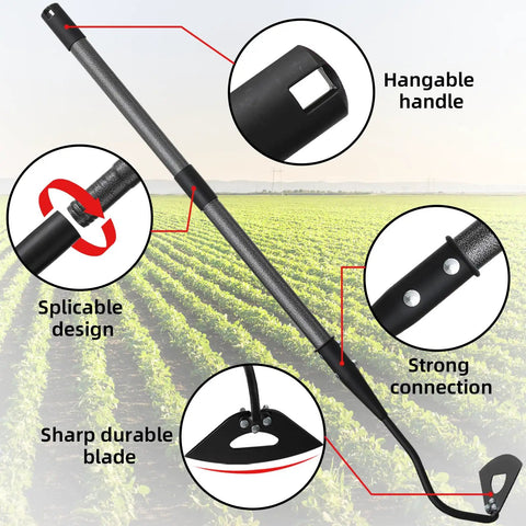 Garden Hoe Weeder Removal No Nonsense Heavy Duty Weed Tool For Gardening 55 Inch Stand Up Long Handle with hollow blade in field