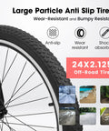 Close-up of large particle 24x2.125" anti-slip tire of 24 Inch Female Mountain Bike With Dual V Brakes 21 Speed Shifter High Carbon Frame