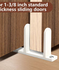 Close-up of 4 Pack Universal ABS Sliding Closet Door Floor Guides for 1-3/8 Inch Thick Doors White Bottom Guides With Screws installed.