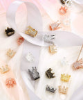 80 Pieces King Crown Charm Spacer Beads With Rhinestones for DIY Jewelry on a soft background