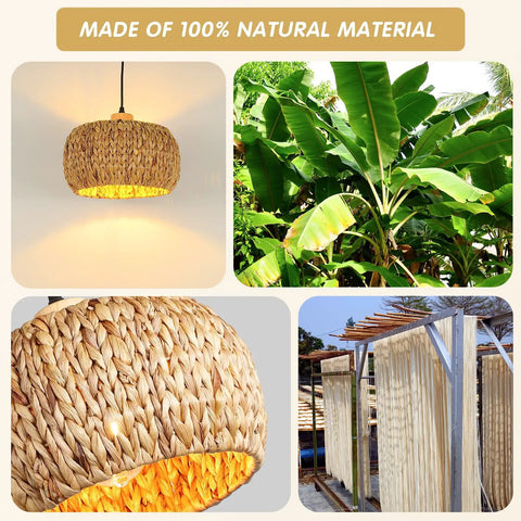 Score Some Major Farmhouse Vibes With This Hand-Woven Rattan Pendant Light Featuring A Fresh 12 Inch Wicker Shade with warm light.