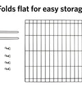 Universal Pet Playpen 2 Panel Extension Kit For Metal 24 Inch Dog Pens with thumb snaps and ground stakes, folds flat for storage
