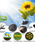 16 Pack Solar Sunflower Garden Lights Led Solar Powered Waterproof Stakes installation guide with sunflower and sunlight illustration