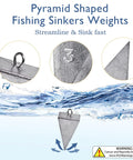 Close-up of 3oz Pyramid Sinkers For Surf Fishing And Saltwater Tackle, Durable Weights For Sand, Currents, And Pier Fishing.