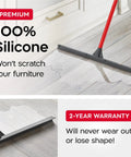 Heavy Duty 24 Inch Floor Squeegee For Concrete And Commercial Spaces Featuring An Effortless Grip Push And Pull Handle clearing spills on wooden floor.