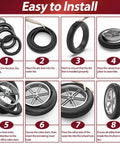 Installation steps for Puncture Resistant 20x4.0 Tire Insert For Fat MTB Tires And Ebikes, showing 8-step process.