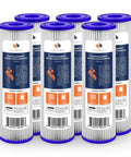 6 pack of 5 Micron Pleated Sediment Filter Cartridge For Whole House Well Water, 10x2.5 inch, Compatible With WFPFC3002 WHKF-WHPL