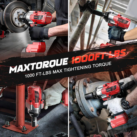 Top Rated 1/2 Inch Cordless Impact Wrench Compatible With Milwaukee 18V Batteries Not Included. Rock Solid 1000 Ft-Lbs High Torque Electric Impact Gun For Everyday Car Tire Changes. Comes With Six Pieces Sockets And Durable Storage Case Tool Only For