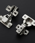 Close-up of 20 Pack 10 Pairs Half Inch Overlay Brushed Nickel Short Arm Kitchen Cabinet Hinges With Soft Close 105 Degree Concealed Hinges