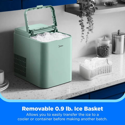 Heavy Hitter Countertop Bullet Ice Maker Cranks Out Twenty Six Pounds Daily With Low Maintenance Self Cleaning Design And Handy Scoop for easy ice transferring.