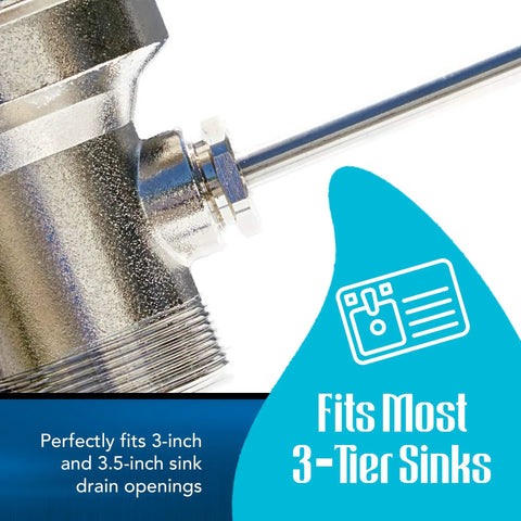Must-Have 3.5 Inch Sink Drain Valve With Twist Handle For Commercial Kitchens, shown fits 3-tier sinks