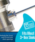 3 Inch Sink Drain Valve With Twist Handle Keeps Commercial Sinks From Overflowing Fits Three Compartment Sink Style Drains Controls Drain Stopper With Brass Reducer Included Built Tough Easy to Install Kitchen Accessory