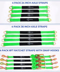 Heavy Duty Car Trailer Tie Down Straps With Snap Hooks And Ratchet Straps For Cars, Trucks, And UTVs, 10000 Lb Break Strength
