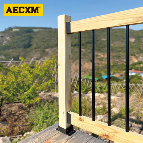 Deck view with Heavy Duty 201 Stainless Steel Deck Railing Connector Set One And A Half Inch by Three And A Half Inch Black