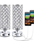 Crystal Bedside Lamps Set Of 2 With Dual USB Charging Ports Modern Nightstand Table Lamps For Bedroom And Living Room Glam K9 Crystal Decor Easy Install Perfect For Home Office.