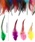 120 Pcs 5 To 7 Inch Rooster Saddle Feathers Bulk For Crafts And DIY Projects, Wedding Decor, showing 5-7 inch multi-colored feathers