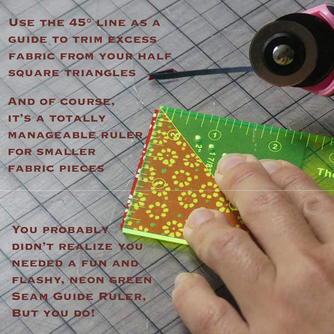 Person using Must Have Seam Allowance Ruler And Magnetic Guide For Sewing Machines, Perforated Ruler For Precise One Eighth Inch To Two Inch Hems on fabric.