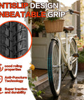 Foldable 26x1 3/8 Bike Tires And Inner Tubes Set For Vintage City Commuter Rides 37 590 With 32mm Schrader Valves displayed on a vintage bike