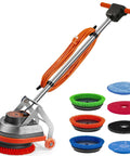 Heavy Duty Orbital Floor Scrubber And Buffer Kit with multiple brushes and pads for deep cleaning various floors
