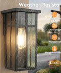 Kick It Up A Notch On The Patio With Modern Cross Frame Outdoor Wall Light Fixtures Boasting Matte Black Frames And Clear Glass Porch Lanterns For Straight Up Stellar Exterior Vibes, weather-resistant in rain.