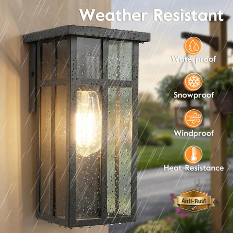 Kick It Up A Notch On The Patio With Modern Cross Frame Outdoor Wall Light Fixtures Boasting Matte Black Frames And Clear Glass Porch Lanterns For Straight Up Stellar Exterior Vibes, weather-resistant in rain.