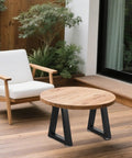 Heavy Duty Trapezoid Metal Table Legs For Bench And Coffee Project Builds Hella Sturdy 16 Inch Height Set Of Two in outdoor setting.