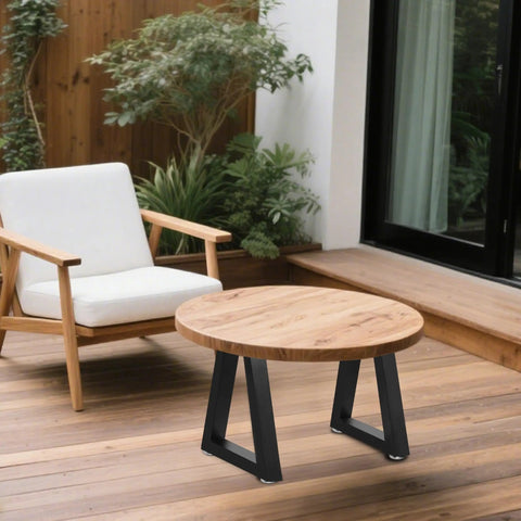 Heavy Duty Trapezoid Metal Table Legs For Bench And Coffee Project Builds Hella Sturdy 16 Inch Height Set Of Two in outdoor setting.