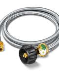 6 Foot Propane Hose Adapter With Gauge 1Lb To 20Lb Tank Connector For Grills And Heaters Grillin Setup For Weber Q Coleman Camp Stoves And Mr Buddy Heater showing coiled hose with brass fittings and gas gauge