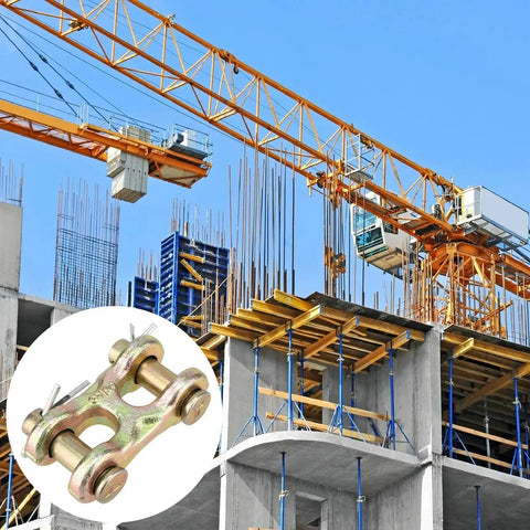 Six Pack Tough As Nails 3/8 Inch Grade 70 Double Clevis Chain Repair Links For Trailers And Trucks Zinc Plated Alloy Steel Tie Down Connectors 6600 Lbs Working Load Limit on construction site