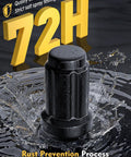 Black lug nut splash with 72H rust prevention for 24 Pcs M12x1.5 Lug Nuts 60 Degree Conical Seat Bulge Closed End