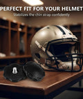 Football Helmet Chinstrap Thumb Screws Kit for SpeedFlex Youth on table with helmet, secure chin strap stabilization