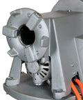 Heavy Duty Pipe Threading Power Drive And Stand Compatible With Ridgid 41855 42360 close-up of motor and threading head.
