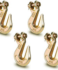 4-pack of 3/8 Inch Clevis Grab Hook Set, Heavy Duty Forged Steel Rigging Hooks, 6,600 Lbs Working Load Limit, Yellow Zinc Finish