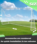 Backyard Soccer Goal 12 By 6 With Steel Frame Portable Training Net For Kids And Adults Waterproof Ground Stakes Carry Bag Easy Setup For Shooting Practice And Family Fun displayed on grass field