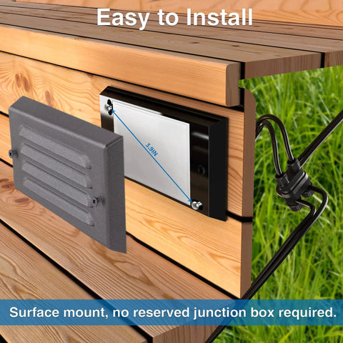 Easy installation of Low Voltage Step Lights For Outdoor Stairs And Fences, 5W LED Landscape Lighting With Horizontal Louver Faceplate.