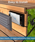 Installation demonstration of Low Voltage Outdoor Step Light Kit With 5W LED Stair Lights, showing mounting on wooden surface.