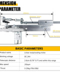 Side view of DC 24V linear reciprocating actuator with telescopic rod and rocker-arm mechanism