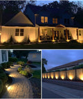 Outdoor Uplight Landscape Spotlight Kit With Transformer, 6 Pack Low Voltage Garden Lights illuminating house and path