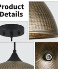 MIAYBPH Pendant Lights Kitchen Island close-up of antique bronze dome shade and black ceiling plate details.