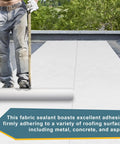 Heavy Duty White Polyester Roof Reinforcement Fabric 40X81 Ft elastomeric coating being applied on roofing surface.