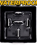 Heavy Duty Waterproof Relay Kit With LED Indicator, 2 Pack, 12V DC, IP68 Sealed, Plug N Play Diagnostics, Replaces Hella 4RD-960388-31 4RD-960388-22 4RD-960388-06, Built Tough For Off Road And Marine, close-up in sealed black housing