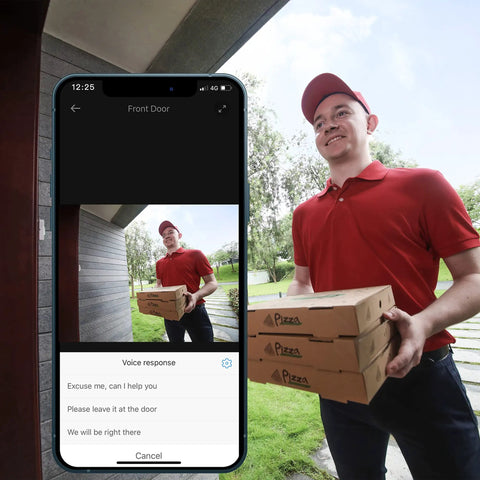 Video Doorbell 2E Battery Powered With 2K Resolution And 120 Day Battery Life Front Door Security Camera capturing delivery person