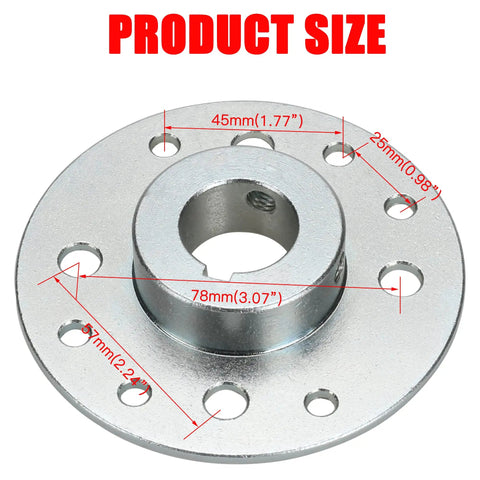 Product size details of a rear 4 inch drum brake band and steel sprocket hub kit with cable pin for Predator 212cc, featuring dimensions.