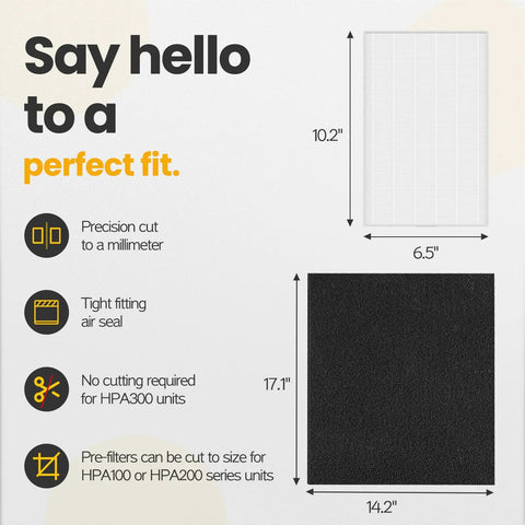 Dimensions of HPA300 Replacement Filter For HEPA Air Purifier Series Easy Fit No Fuss High Efficiency