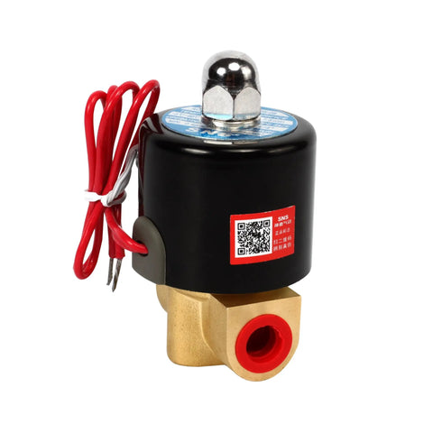 One Quarter Inch NPT Brass Electric Solenoid Valve AC 110V Normally Closed For Water Air Diesel 2W025 N08 close-up