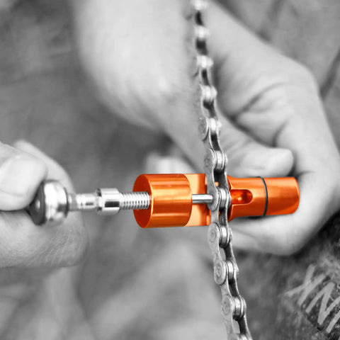 Stash Bike Chain Tool Kit With Hidden Handlebar Storage For Quick On The Go Repairs, Easy To Use Chain Breaker in use