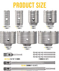 TGFTGF 13-piece concrete hole saw kit with tungsten carbide hole saws (30–110 mm) and SDS Plus/Max drill bits.