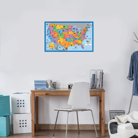 World And United States Map Posters For Kids Double Pack Laminated 18 By 29 Inches Colorful Illustrated Kid Friendly Set Of 2 Durable