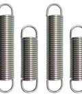 4-pack extension springs with single-loop ends, zinc-plated spring-steel construction.