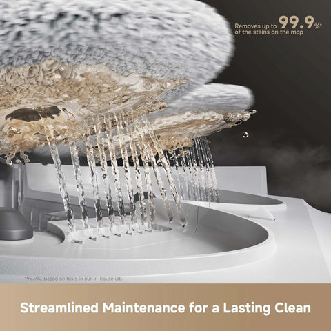 Ultra Smart Robot Vacuum And Mop That Delivers Game Changing Clean With 24,000 Pa Suction, mop self-cleaning process.